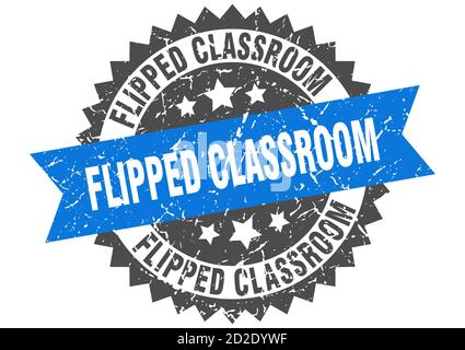 flipped classroom stamp. round grunge sign with ribbon Stock Vector