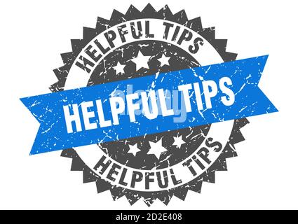 helpful tips stamp. round grunge sign with ribbon Stock Vector