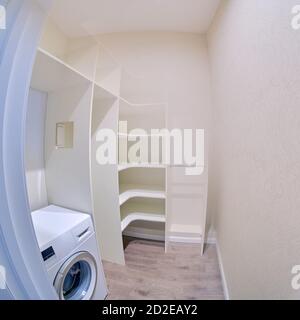 Before and after installation of furniture in closets, close-up dressing room Stock Photo