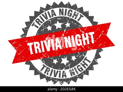 trivia night stamp. round grunge sign with ribbon Stock Vector