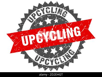 upcycling stamp. round grunge sign with ribbon Stock Vector