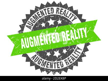 augmented reality stamp. round grunge sign with ribbon Stock Vector