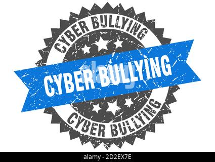 cyber bullying stamp. round grunge sign with ribbon Stock Vector