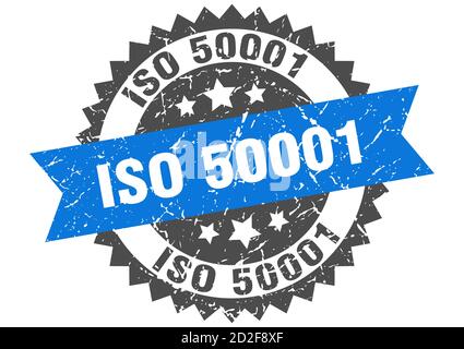 iso 50001 stamp. round grunge sign with ribbon Stock Vector