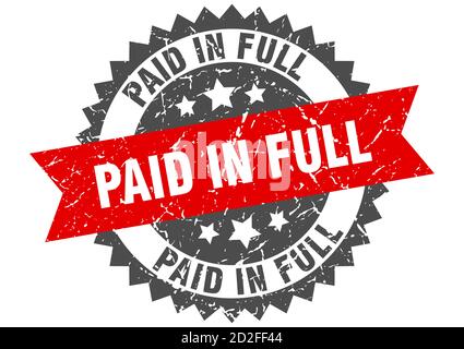 paid in full stamp. round grunge sign with ribbon Stock Vector