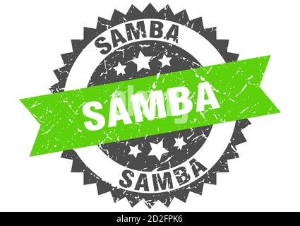 samba stamp. round grunge sign with ribbon Stock Vector