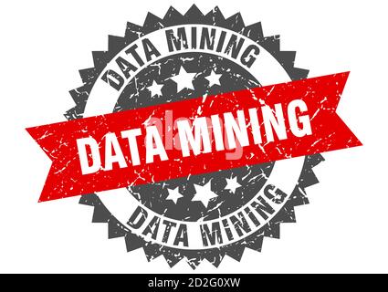 data mining stamp. round grunge sign with ribbon Stock Vector