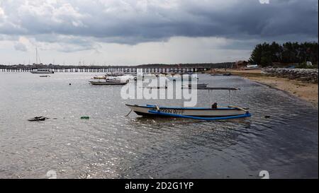 View of fishing boats on the beach Stock Photo