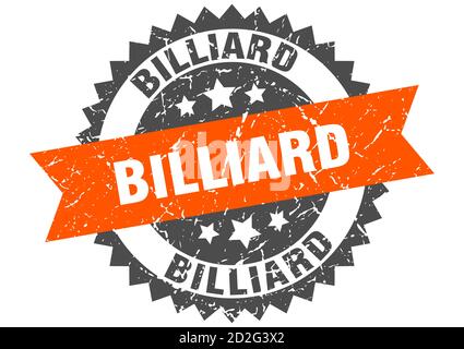 billiard stamp. round grunge sign with ribbon Stock Vector