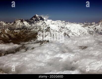 Mount Everest The Highest Peak In The World With An Altitude Of 8 848 Metres 29 028 Feet Is Seen In This Aerial View March 25 2008 Everest Is Part Of The Himalayan Mountain