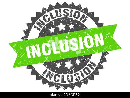 inclusion stamp. round grunge sign with ribbon Stock Vector