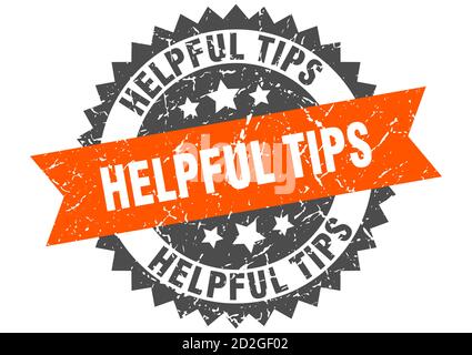 helpful tips stamp. round grunge sign with ribbon Stock Vector