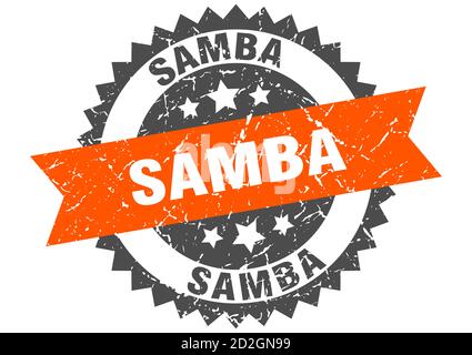 samba stamp. round grunge sign with ribbon Stock Vector