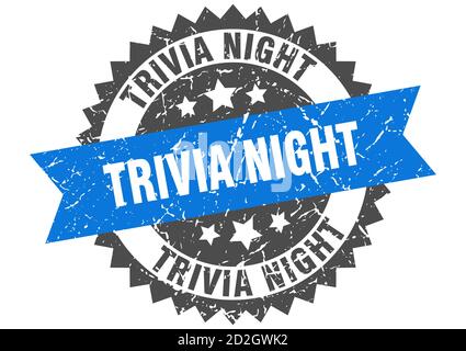 trivia night stamp. round grunge sign with ribbon Stock Vector