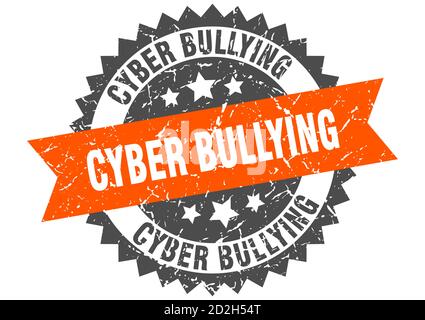 cyber bullying stamp. round grunge sign with ribbon Stock Vector