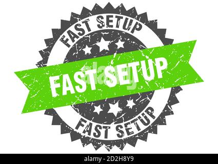 fast setup stamp. round grunge sign with ribbon Stock Vector