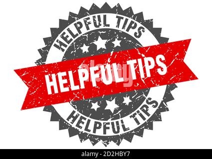 helpful tips stamp. round grunge sign with ribbon Stock Vector