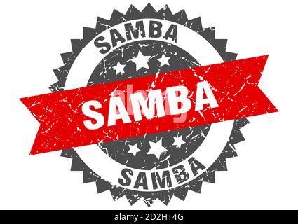 samba stamp. round grunge sign with ribbon Stock Vector