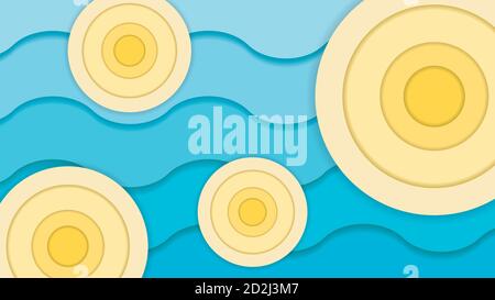 Papercut blue with yellow vector background Stock Vector