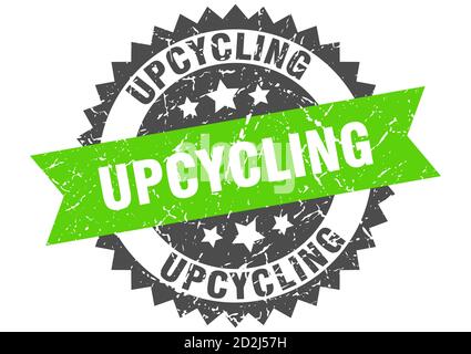 upcycling stamp. round grunge sign with ribbon Stock Vector