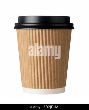 Brown paper cups for hot drinks on a white background Stock Photo