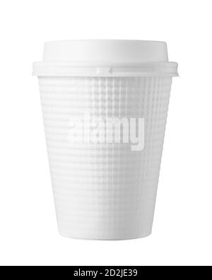White paper cups for hot drinks on a white background Stock Photo