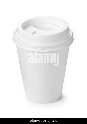 White paper cups for hot drinks on a white background Stock Photo