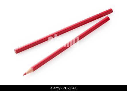 Red pencil on a white background Stock Photo