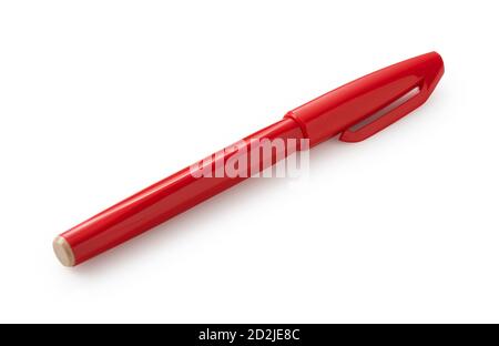Red pen on white background Stock Photo