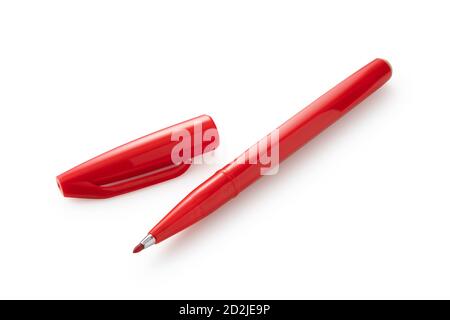 Red pen on white background Stock Photo