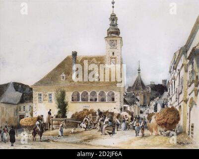 Alt Rudolf Von - Das Rathaus in Mödling 1 - Austrian School - 19th  Century Stock Photo