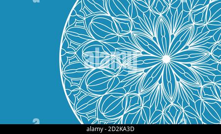 Blue background with white lace pattern. Vector wallpaper Stock Vector