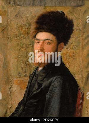Kaufmann Isidor - Man with Fur Hat - Austrian School - 19th  Century Stock Photo