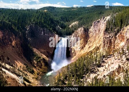 Lower Falls of the Yellowstone River and Grand Canyon, Yellowstone National Park, Wyoming, USA Stock Photo