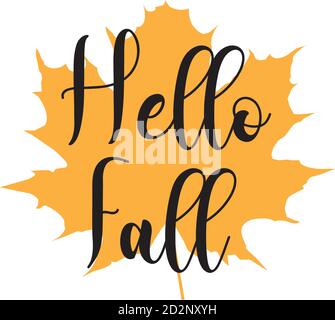 vector illustration of hello fall autumn leaf. Stock Vector