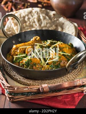 Palak murgh. Chicken and spinach curry. India Food Stock Photo