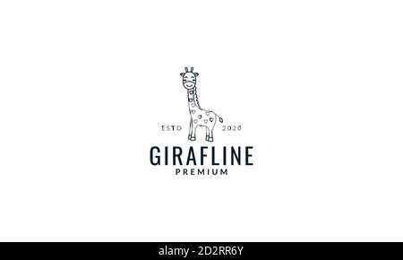 giraffe line smile cute cartoon logo vector illustration Stock Vector