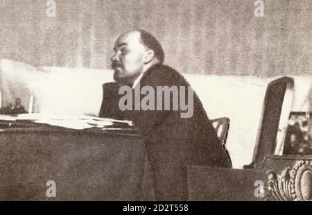 Vladimir Lenin at a meeting of the Plenum of the Central Committee of the RCP (b) in October 1922. Stock Photo
