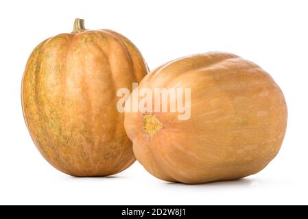 Two orange pumpkins isolated on a white background Stock Photo