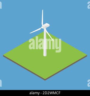 Icon isometric wind turbine. Stock Vector