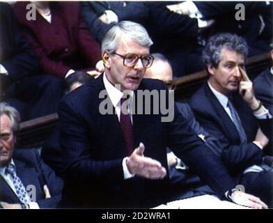 Prime Minister John Major makes a point strongly during today's (Tuesday) first Question Time of the new parliamentary session. Stock Photo