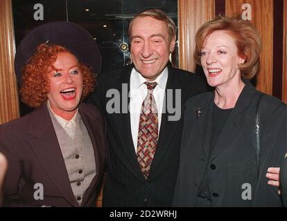 Sir Robert Stephens, 64, who died in a north London Hospital Sunday night, with his wife, Patricia (left), and his ex-wife, Dame Maggie Smith at a London awards ceremony where he received the Best Actor Award, and Dame Maggie the Best Actress Award. Stock Photo