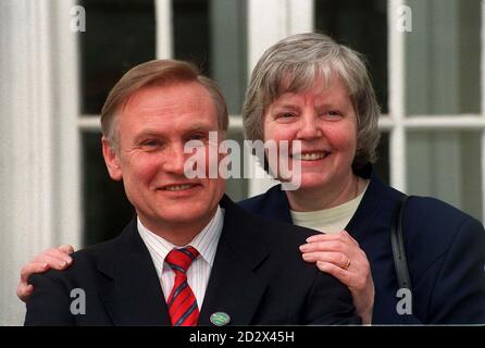 John Walker with wife Anne at the Unison Headquarters in London today (Friday) after he won  175,000 compensation from his employers after stress led to two nervous breakdowns, eventually forcing his retirement. John Walker successfully argued in court that Northumberland County Council was responsible for exposing him to impossible workloads. Stock Photo