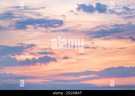 Pastel colored sky and clouds at sunset. Natural background Stock Photo