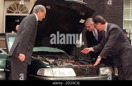 Prime Minister John Major 2nd Right Is Shown Under The Bonnet Of The New Rover 7