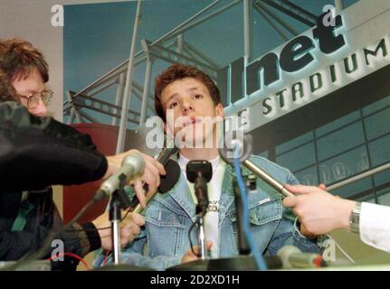 Middlesbrough's Brazilian import Juninho tells the national media he is happy at the club but remained tight-lipped over fellow South American star Emerson's failure to return to the Riverside Stadium this morning (Thur).  Chairman Steve Gibson has threatened to fine the  4 million player two weeks' pay  around  26,000   freeze his wages and ask FIFA to impose a world-wide ban if he continues to defy the club by refusing to return and honour his four-year contract. See PA story SOCCER Emerson. Photo by Owen Humphreys/PA. Stock Photo