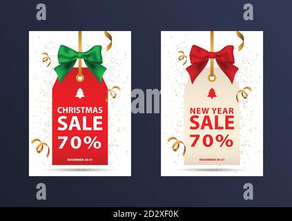 Two christmas discount coupons. Stock Vector