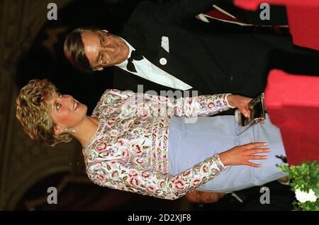 Diana's Dresses: Diana, Princess of Wales, wearing a long evening sheath dress of lilac silk crepe with a beaded over-bodice, by Catherine Walker,   at the 40th anniversary of the Queen's accessin in 1992.  The dress is part of a collection of 80 ballgowns belonging to the princess that will go under the hammer at Christie's in June. The charity auction, said to be the idea of her elder son, Prince William, will be held in New York on June 25, with proceeds going to the Royal Marsden Hosptial Cancer Fund and the Aids Crisis Trust. PA. SEE PA STORY ROYAL Diana. Photo by Martin Keene. Stock Photo