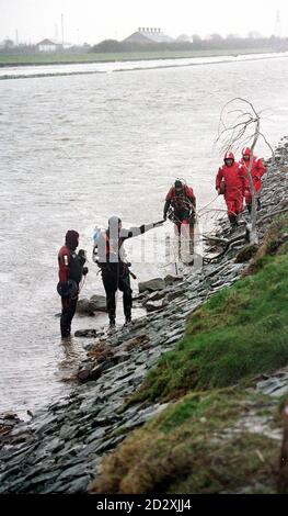 Police frogman prepare to search the River Dee today (Wednesday) for further clues following the discovery of Kayleigh Ward's body last night. The nine-year-old went missing on December 19 last year after setting off from her hostel home in Chester, to buy chips. Photo by David Kendall/PA. SEE PA STORY CRIME Kayleigh.