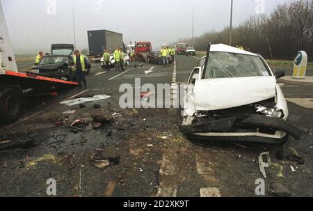 The scene on the southbound carriageway of the A19 near Crathorne